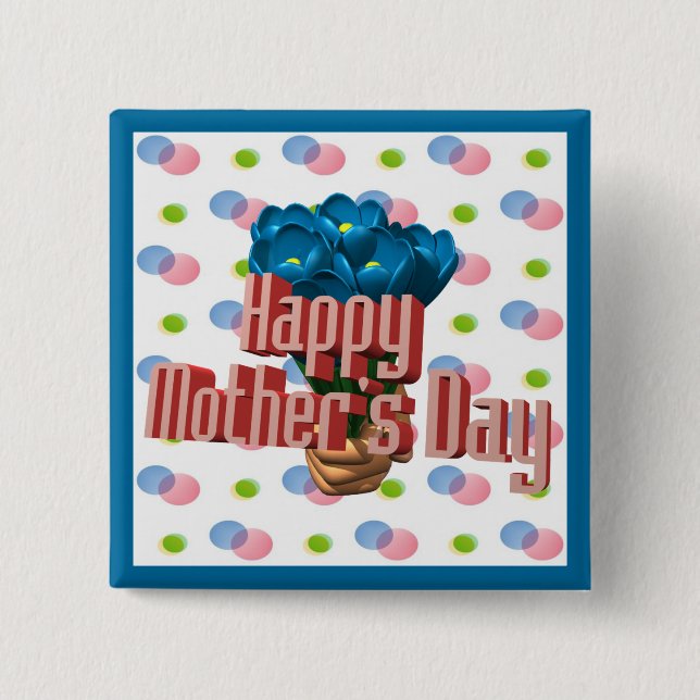 Badge Carré 5 Cm Boutons heureux du jour de mère (Devant)