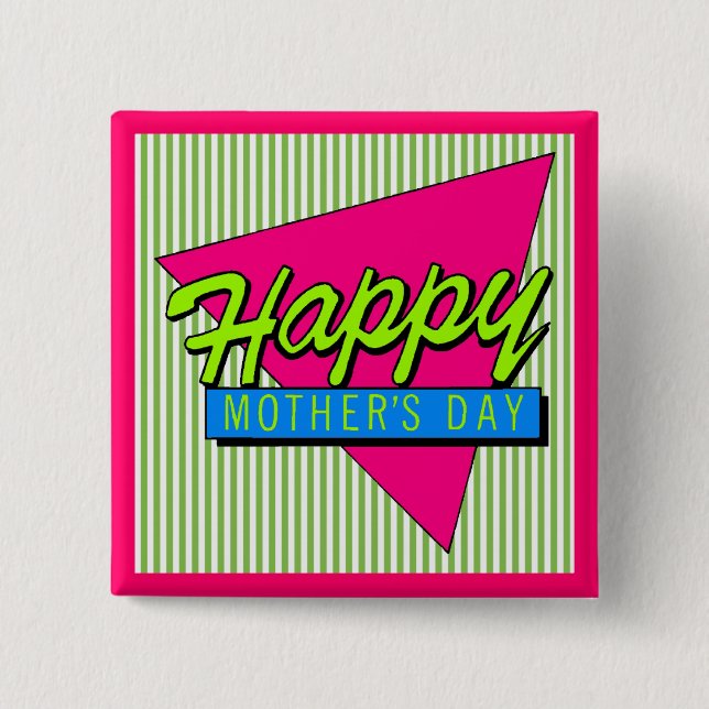 Badge Carré 5 Cm Boutons heureux du jour de mère (Devant)
