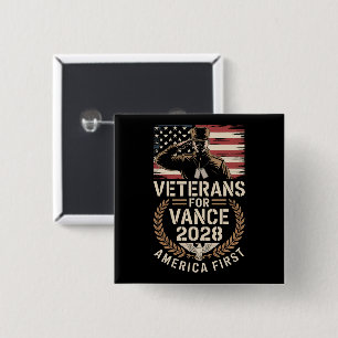 Badge Carré 5 Cm Boutons JD VANCE PRÉSIDENT VÉTÉRANS 2028
