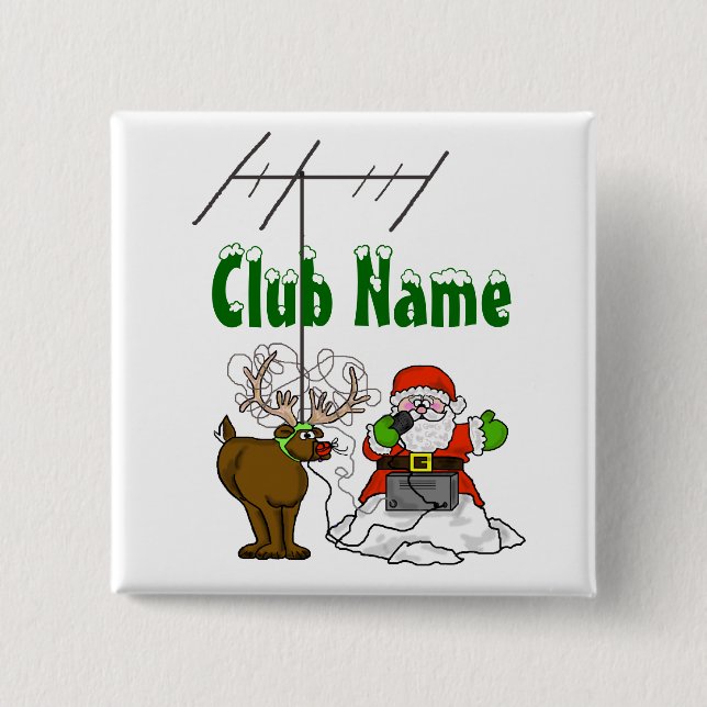 Badge Carré 5 Cm Boutons radio père Noël & Rudolph Ham (Devant)
