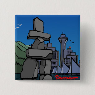 Badge Carré 5 Cm Boutons souvenirs du Canada de Vancouver