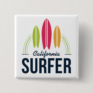 Badge Carré 5 Cm Boutons Surf de l'emplacement personnalisé