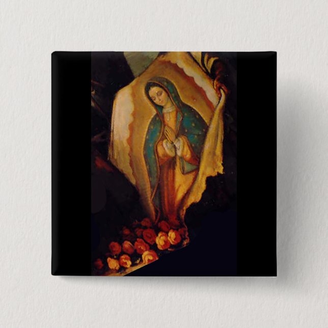 Badge Carré 5 Cm boutons tilma de guadalupe (Devant)