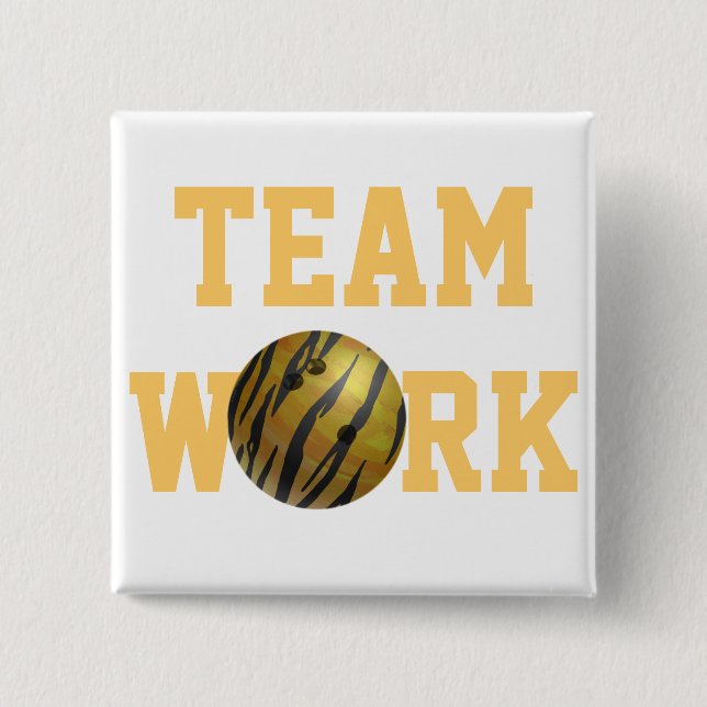 Badge Carré 5 Cm Bowling Ball Tiger Jaune (Devant)
