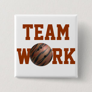 Badge Carré 5 Cm Bowling Ball Tiger Orange