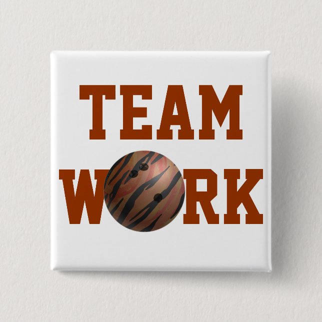 Badge Carré 5 Cm Bowling Ball Tiger Orange (Devant)