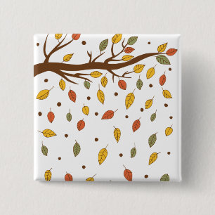Badge Carré 5 Cm branche de lame isolée d'automne