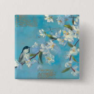 Badge Carré 5 Cm Branches fleurissantes