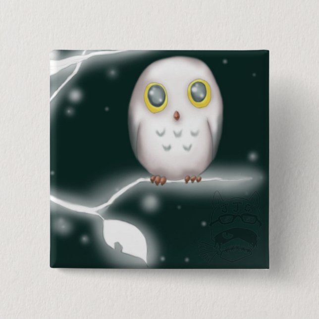 Badge Carré 5 Cm branchwm de hibou (Devant)