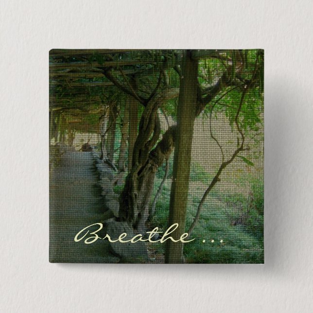 Badge Carré 5 Cm Breathe/Jardin japonais - Bouton (Devant)