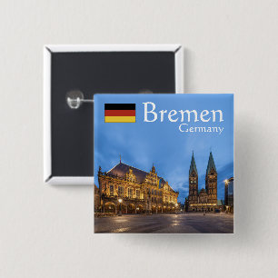 Badge Carré 5 Cm Brême Allemagne Souvenir