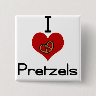 Badge Carré 5 Cm Bretzel du l'amour-coeur I
