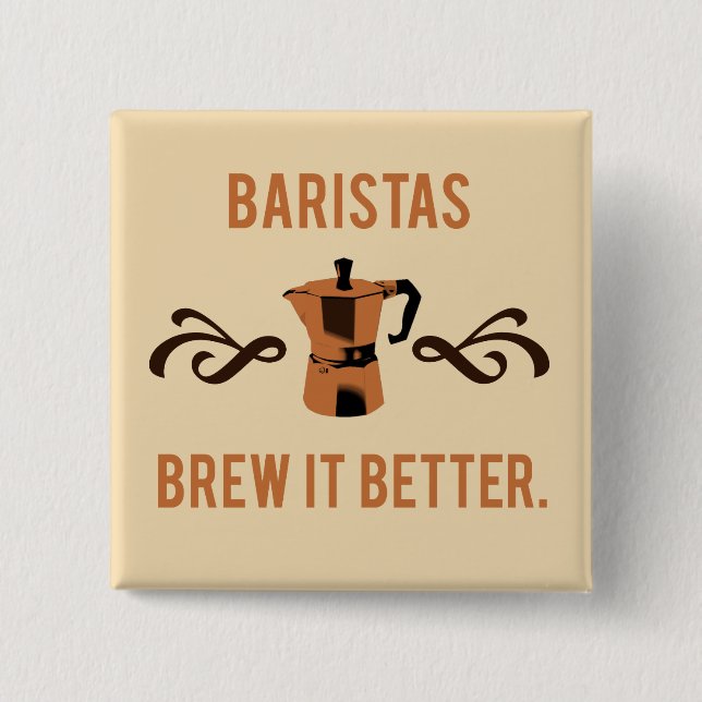 Badge Carré 5 Cm Brew de barman il mieux (Devant)