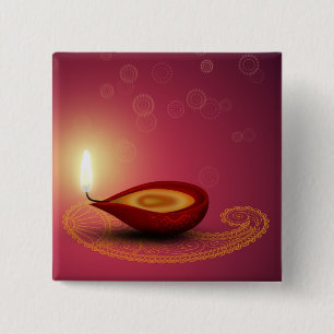 Badge Carré 5 Cm Brightful Diwali - bouton