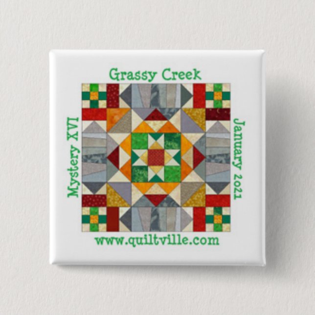 Badge Carré 5 Cm Broche du ruisseau Grassy (Devant)