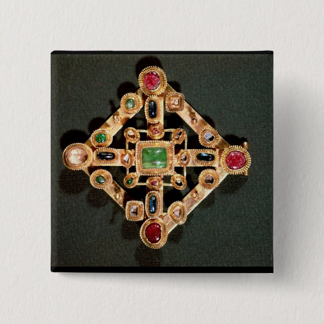 Badge Carré 5 Cm Broche sous forme de croix grecque (Devant)