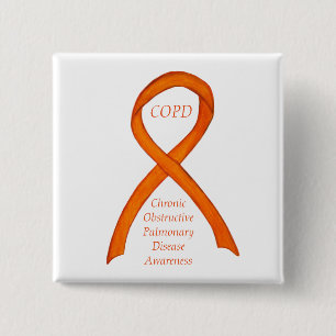 Badge Carré 5 Cm Brochure à ruban pour maladie pulmonaire obstructi