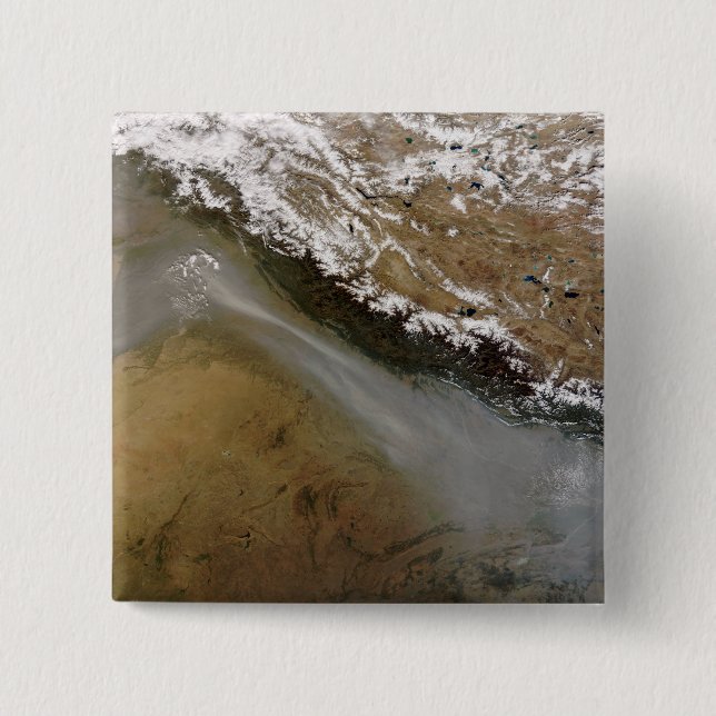 Badge Carré 5 Cm Brouillard le long des monts Himalaya (Devant)