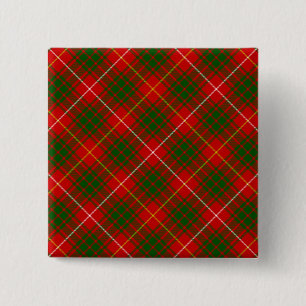 Badge Carré 5 Cm Bruce tartan rouge vert plaid
