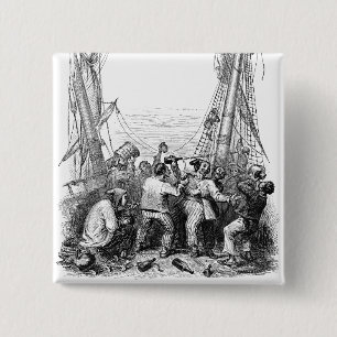 Badge Carré 5 Cm Buccaneers vintages et un navire pirate naufragé