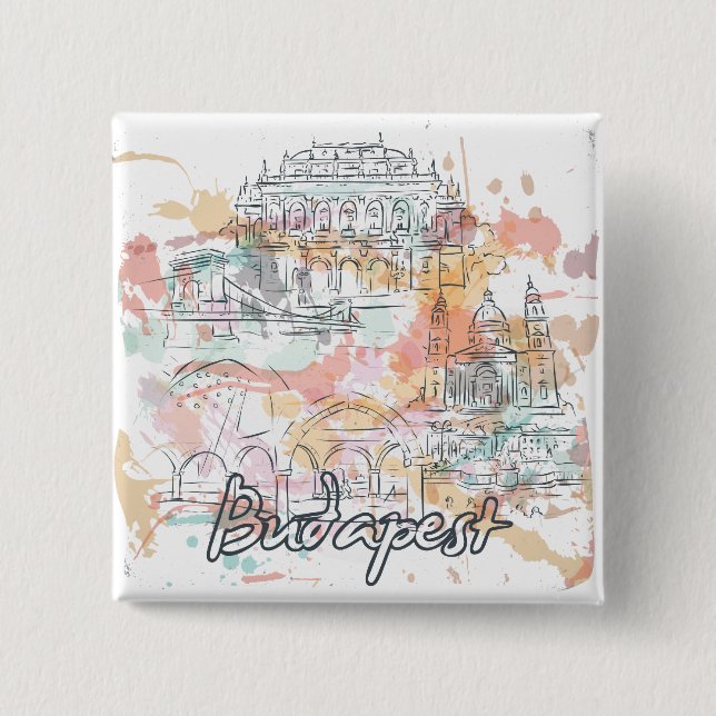 Badge Carré 5 Cm Budapest (Devant)