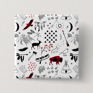 Badge Carré 5 Cm Buffalo Adventures Black and Red Plaid ID599