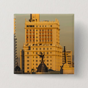 Badge Carré 5 Cm Buildings along Gran Via and Edificio Espana