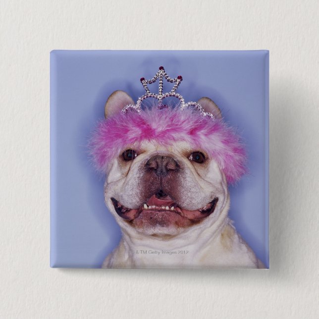Badge Carré 5 Cm Bulldog en tiare (Devant)