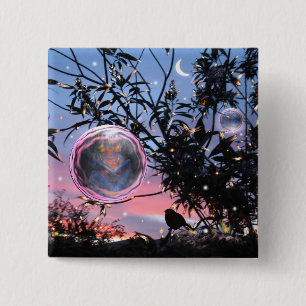 Badge Carré 5 Cm Bulle de fées !