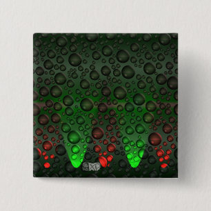 Badge Carré 5 Cm Bulles montantes Insigne vert/rouge