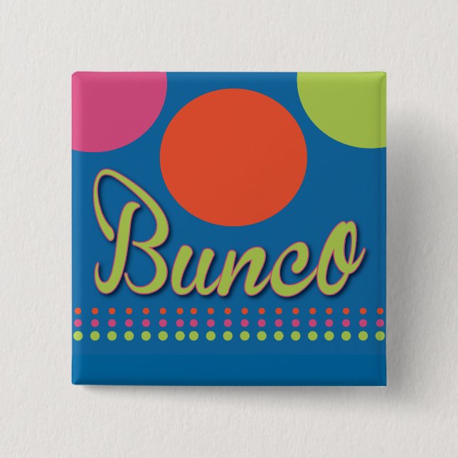 Badge Carré 5 Cm Bunco avec le Pin de points (Devant)