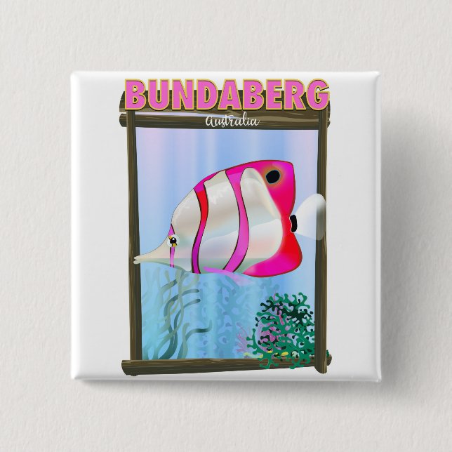 Badge Carré 5 Cm Bundaberg Australie affiche de voyage (Devant)