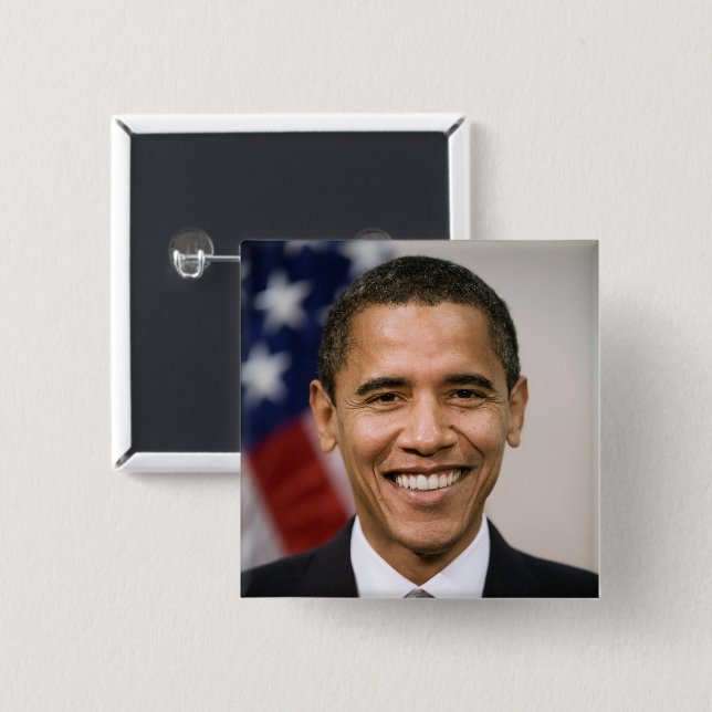 Badge Carré 5 Cm Bureau du président élu Barack Obama (Devant & derrière)