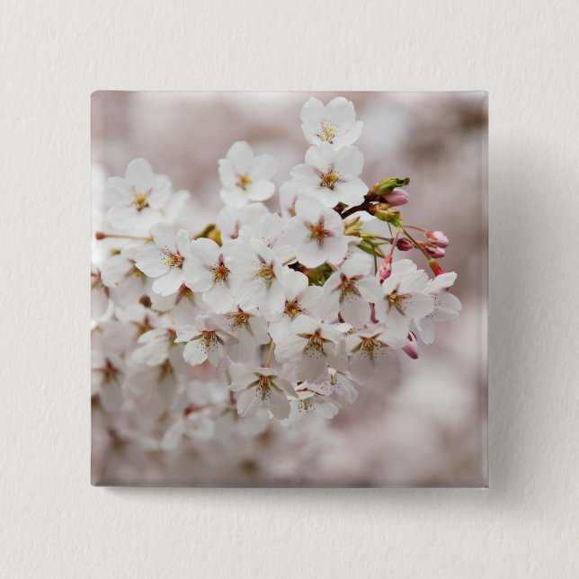 Badge Carré 5 Cm Bureaux en fleurs roses (Devant)