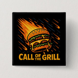 Badge Carré 5 Cm Burger Astéroïde Appel Du Grill