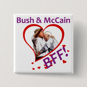 Badge Carré 5 Cm Bush et McCain : BFF ! Bouton carré