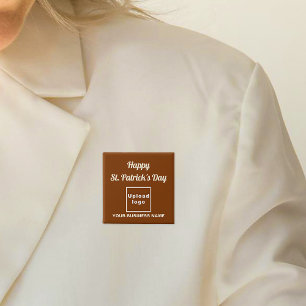 Badge Carré 5 Cm Business Saint Patrick Salutation sur Carré Brown