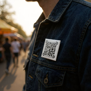 Badge Carré 5 Cm Business Scan Me QR Code Website Modern Simple