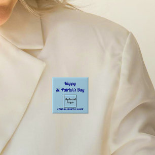 Badge Carré 5 Cm Business St Patrick Salutation sur Carré bleu clai