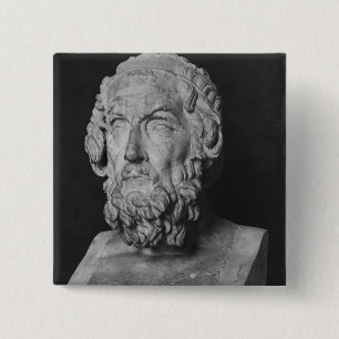Badge Carré 5 Cm Buste de Homer, période hellénistique