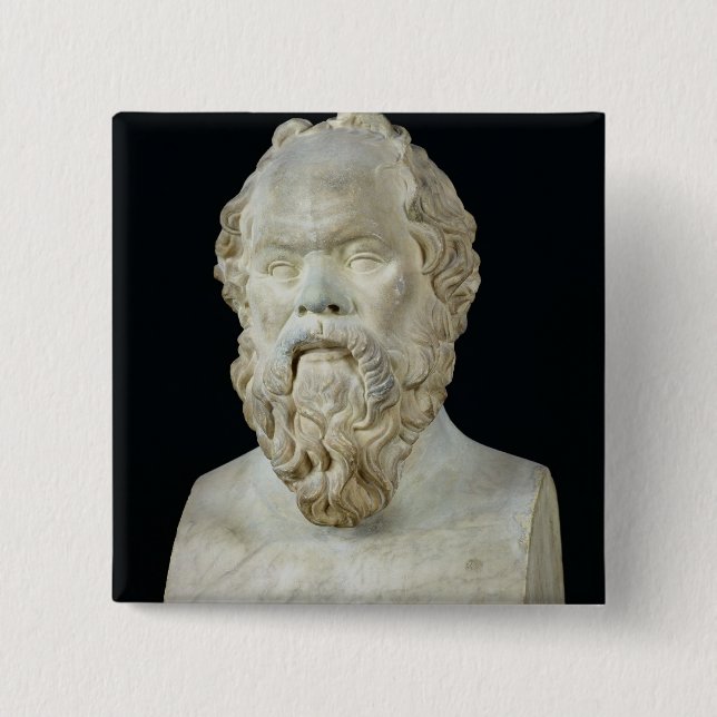 Badge Carré 5 Cm Buste de Socrates (Devant)