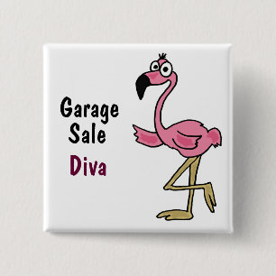 Badge Carré 5 Cm C.A. bouton rose de diva de brocante à domicile d