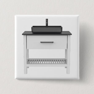 Badge Carré 5 Cm Cabinet lavabo blanc avec évier noir et robinet
