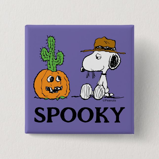 Badge Carré 5 Cm cacahuètes | Halloween du désert de Spike (Devant)