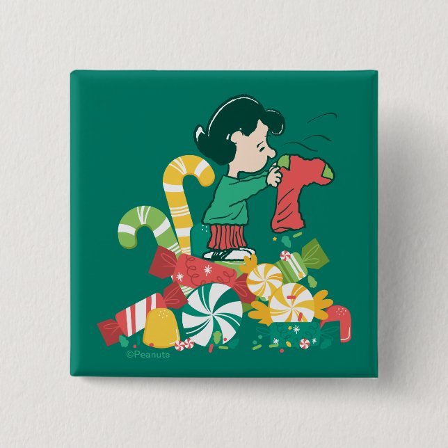 Badge Carré 5 Cm cacahuètes | Lucy et plus le Merrier (Devant)