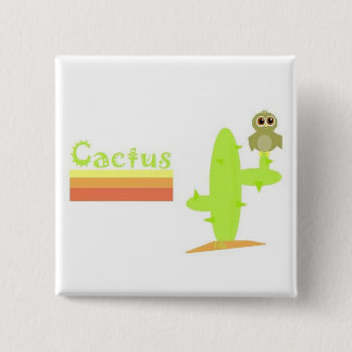 Badge Carré 5 Cm Cactus