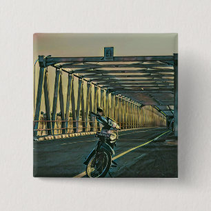 Badge Carré 5 Cm Cadeau amoureux moto
