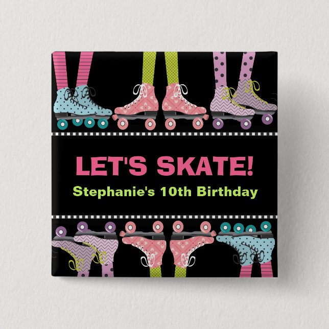Badge Carré 5 Cm Cadeau d'anniversaire de patinage de rouleau pour (Devant)