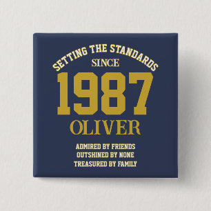 Badge Carré 5 Cm Cadeau d'anniversaire personnalisable