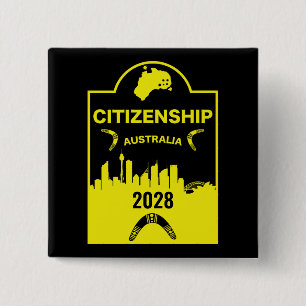 Badge Carré 5 Cm Cadeau de citoyenneté australienne